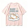 Sleep Mode On Graphic Tshirt Unisex Cute Sleeping Cat On Cloud Print Oneck Short Sleeve Loose Casual Summer Streetwear Tops