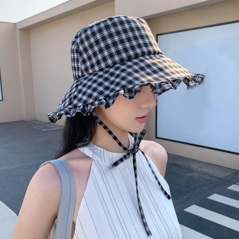 Stylish Unisex Wide Brims Sun Hat With Classical Checkered Pattern Fisherman Hat For Outdoor Activity And Daily Wear