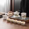 Suet Jade White Porcelain Kung Fu Tea Set Thousand Miles Jiangshan Cover Bowl Ceramic Set Gift Box Home Business Souvenir Gift