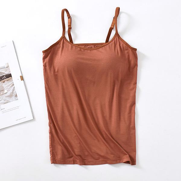 Women's Adjustable Spaghetti Strap Padded Camisole: Wireless Bra Cup, Slimming Fit