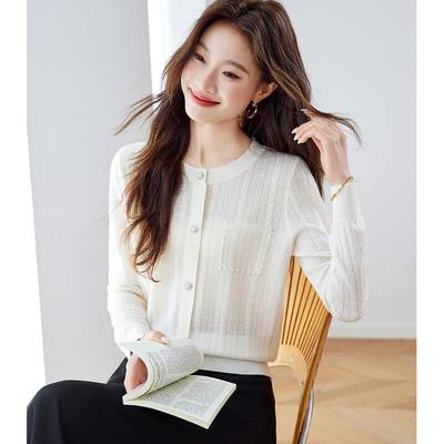 Damen Designer Perlenbesetztes Strickoberteil aus Wollmischung
