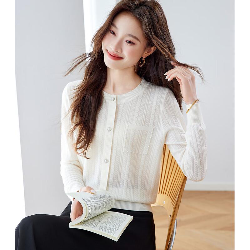 Women's Designer Beaded Wool Blend Knit Top