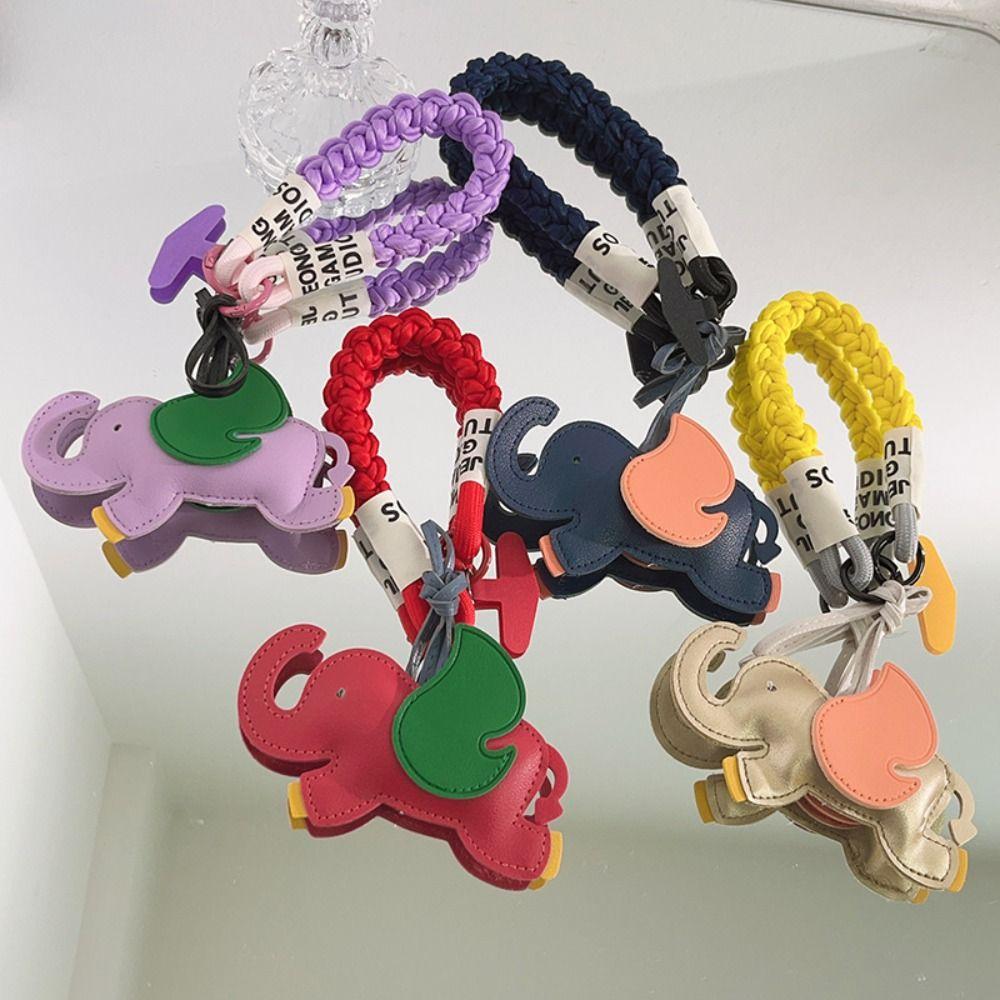 Flying Wings Elephant Keychain PU Leather Key Chain Holder Cute Bag Charm  Bag Decoration