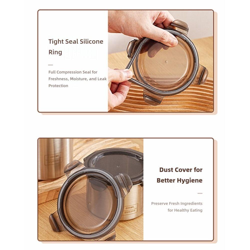 304 Stainless Steel Storage Box with Transparent Lid Food Can Sealed Lid Crisper  Tea Coffee Grain