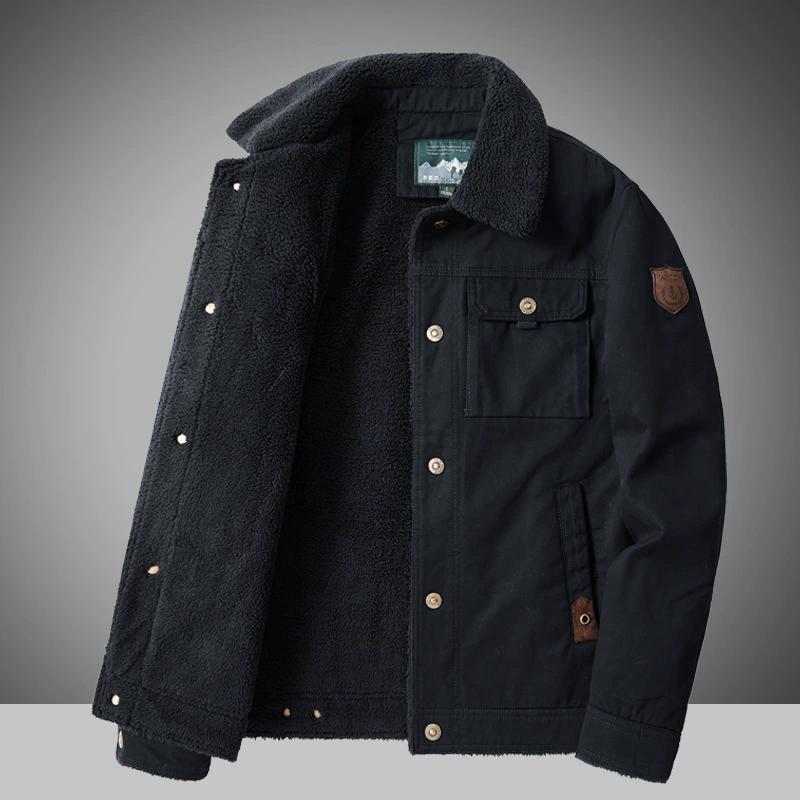 Men Winter Fleece Thick Warm Jacket Men Fashion Casual Windproof Coat Men Autumn Outwear Outdoor Fur Collar Jacket Men