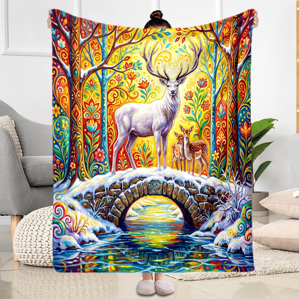 Magical Deer Fantasy Blanket,Suitable for sofas, offices, travel, living rooms, Gifts to relatives and friends, Blanket,Suitable for all seasons.