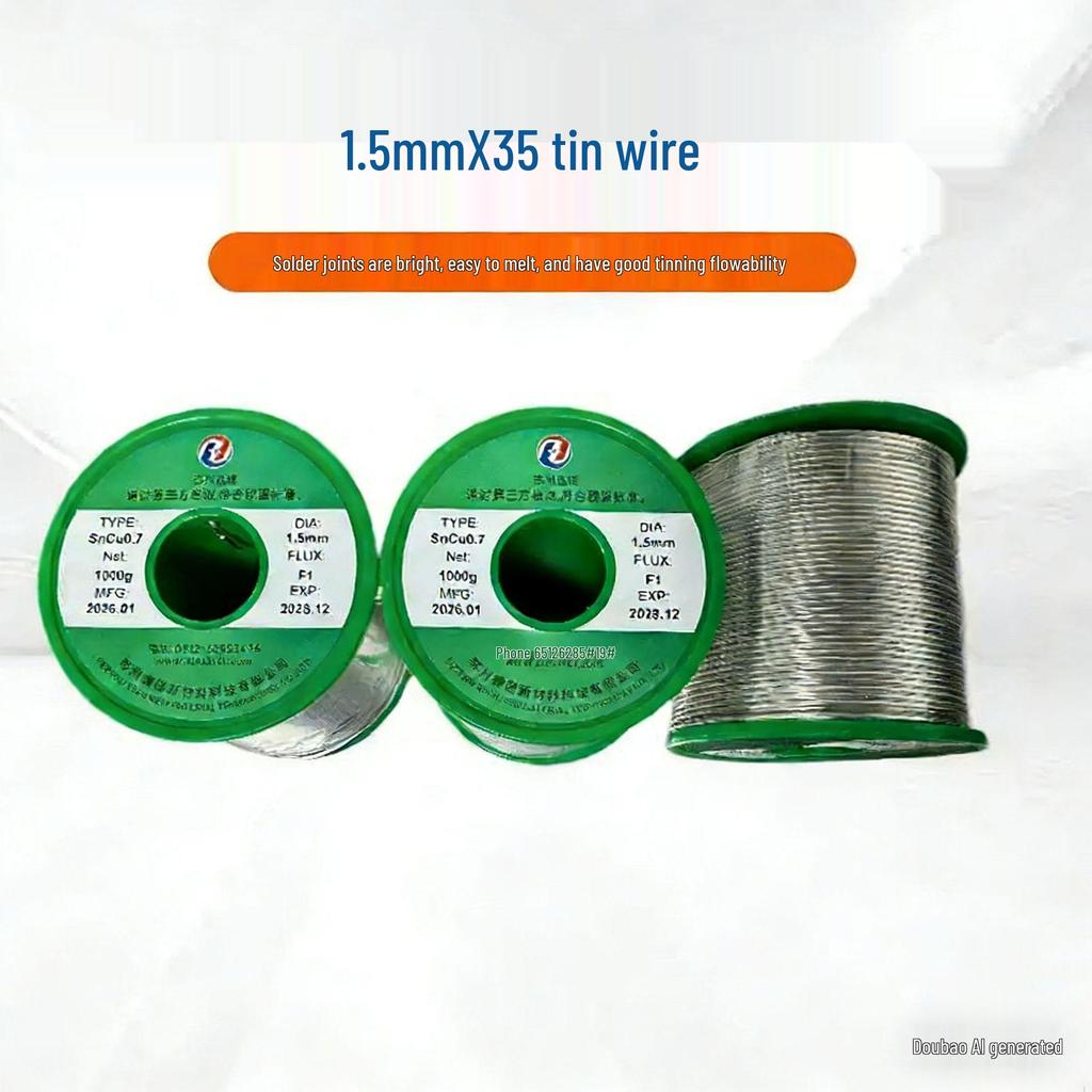 Silver-Containing Solder Wire 1.5mm, Sn99Ag0.3Cu0.7, No-Clean, Lead-Free, Rosin Core