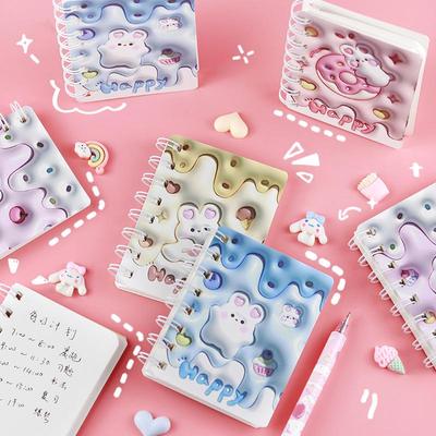 Creative 3D Cute Rabbit Spiral Pocket Notebook - Ideal for Elementary Students