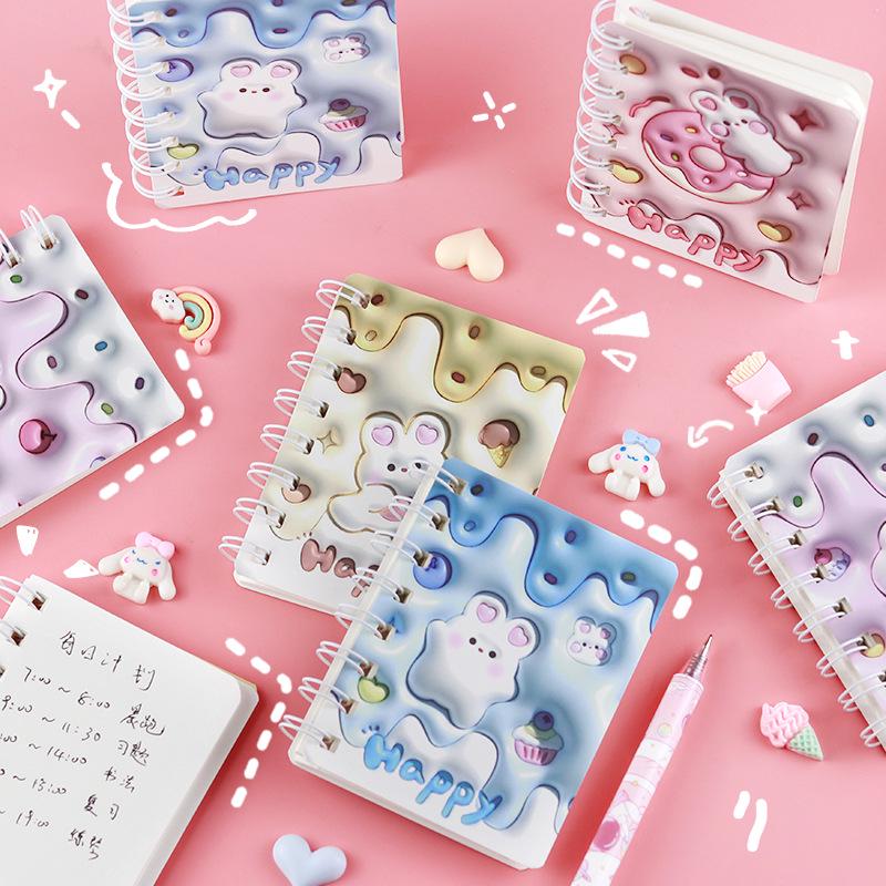 Creative 3D Cute Rabbit Spiral Pocket Notebook - Ideal for Elementary Students