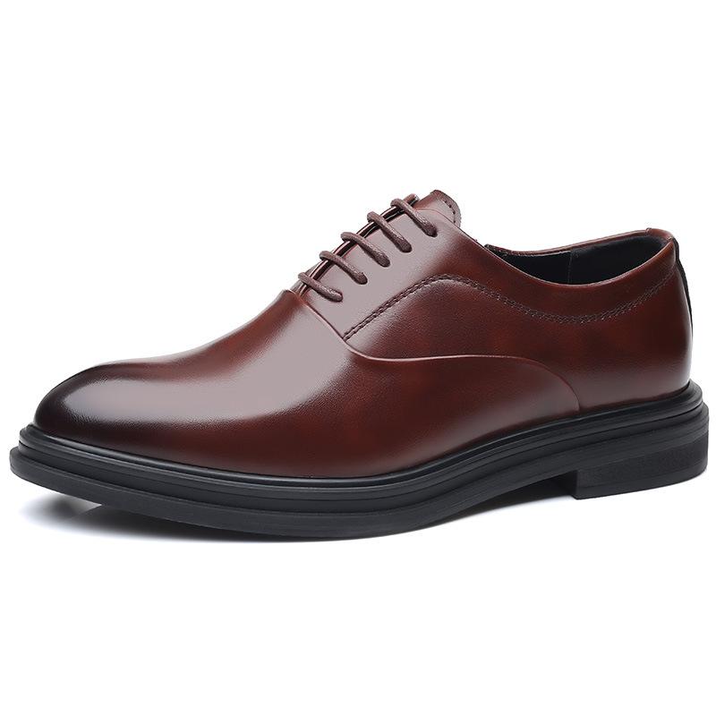 Chaussures habillées simples de grande taille pour hommes, chaussures pointues augmentant la hauteur, chaussures d'affaires formelles imperméables en cuir pour hommes, printemps automne