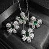 Xiaohongshu Recommends High Jewelry Butterfly Set Imitation Natural Emerald Bow Necklace Ring Stud Earrings