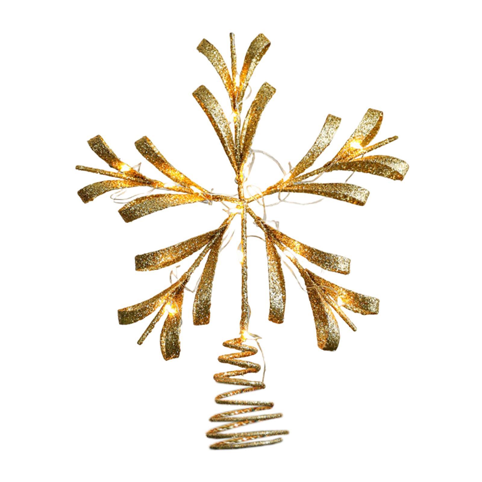 Блестящая звезда на верхушку рождественской елки, кованое железо, светодиодное украшение для места проведения вечеринки, уличный праздничный декор золотой