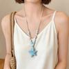 Starfish Beaded Long Chain Necklace Ceramic Women Pendant Rope Necklace  Bohemian Accessories