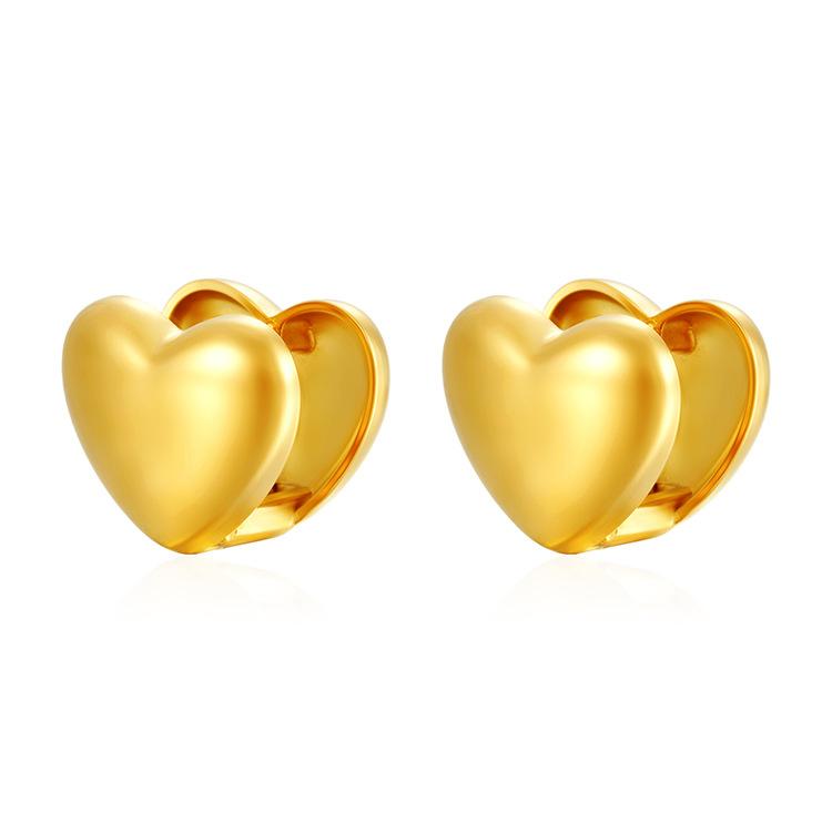 European and American Fashion Trend Stainless Steel Double-sided Love Ear Buckle Women's Simple Love Smooth Niche Design Earrings