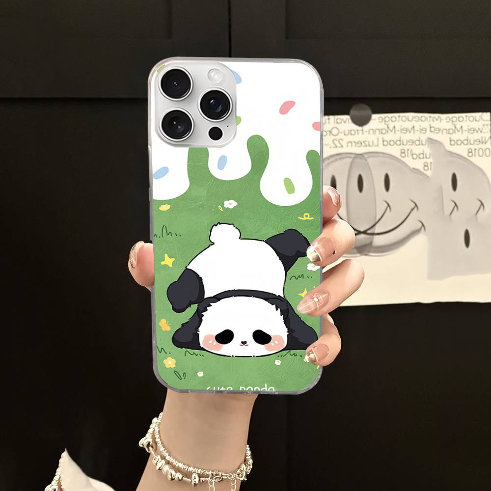 

Anime Panda Water Ripple Phone Case For iPhone 17 16 11 12 13 14 15 Pro Max Plus Back Cover iPhone 12 Pro