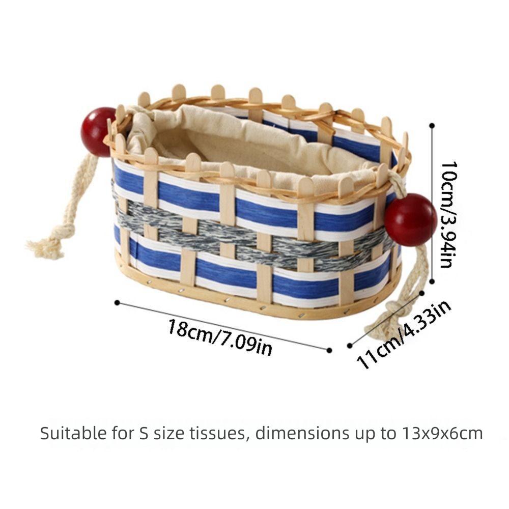Cloth Liner Desktop Weaving Basket Hand Woven Tissue Storage Box Napkin Dispenser  Office