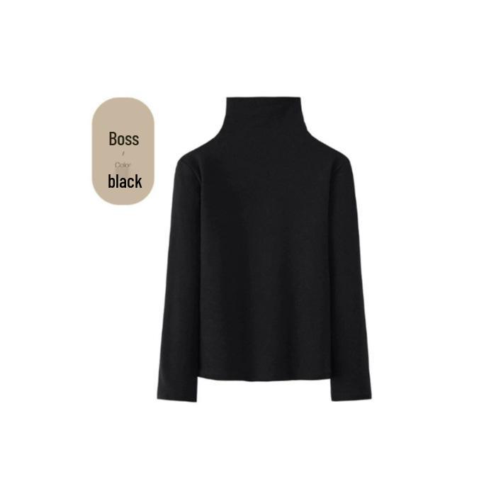 

Women s White Slim-Fit High-Neck Base Layer Top - 2025 Autumn/Winter Turtleneck Warm De Rong Trendy Inner Layer M чёрный