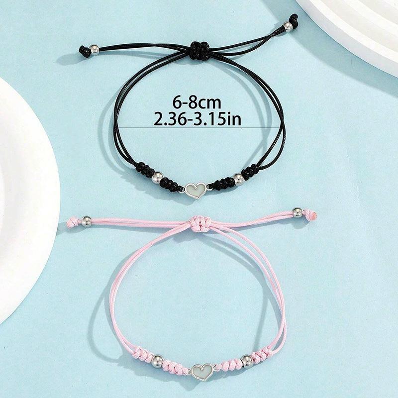 Adjustable Braided Bracelet Comfortable Glowing Heart Bracelet Lucky Knot Bracelet Love Heart Jewelry For Special