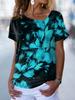 Women's Floral Theme Painting T Shirt Rose Floral Print V Neck Basic Tops Short Sleeve T-shirt XS-8XL/3D Printing