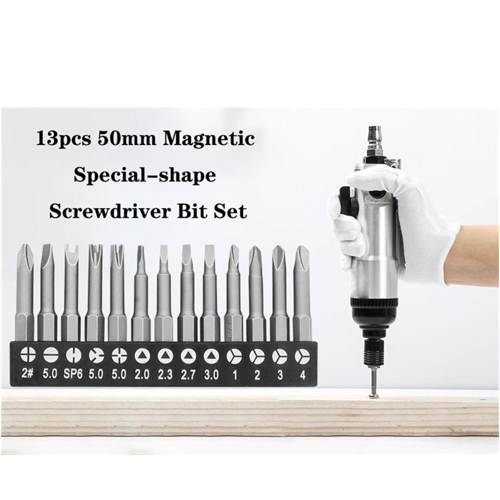 Set 13 Piese Biți Magnetici 50mm Forme Speciale pentru Șurubelniță, Coadă Hexagonală 1/4 inch, Compatibil cu Șurubelnițe Electrice, Mașini de Găurit și Mașini de Înșurubat cu Impact