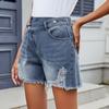 Women's Mid Rise Ripped Jean Shorts Casual Distressed Stretchy Denim Shorts Summer Frayed Hem Short Pants