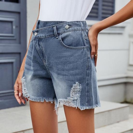 Women's Mid Rise Ripped Jean Shorts Casual Distressed Stretchy Denim Shorts Summer Frayed Hem Short