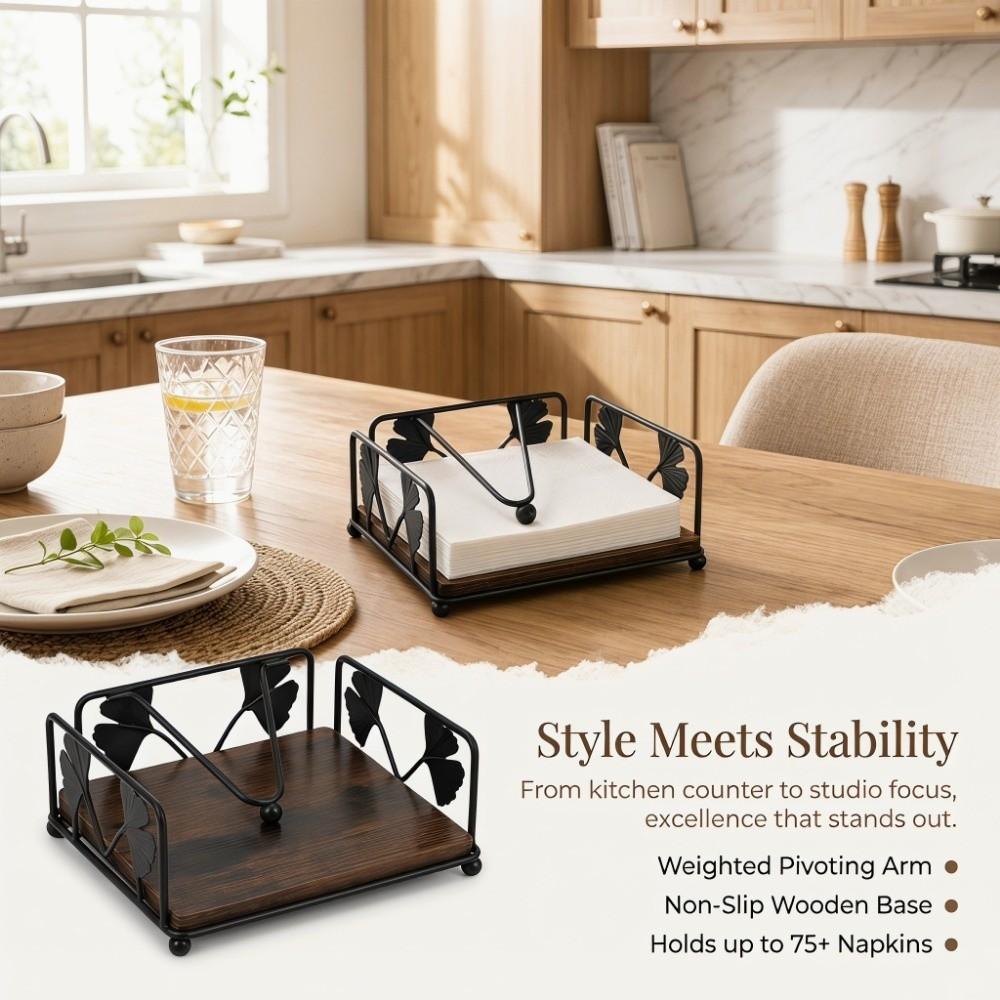 Eisen-Serviettenhalter Massivholzsockel Papierspender Taschentuchspender Taschentuchhalter Hotel Café