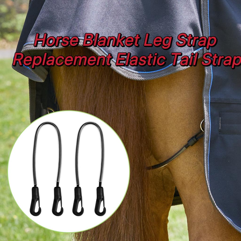Pack of 4 Adjustable Elastic Horse Blanket Leg Straps for Secure Fit Double Clip Design Durable Stretch Replacement