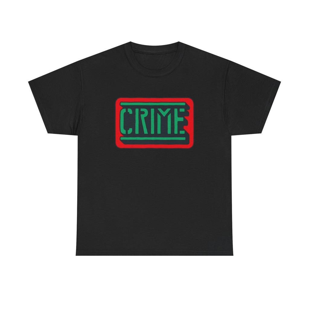 Crime Retro Logo Funny Graphic T-Shirt Mens Womens Tees Top Unisex Heavy Cotton Tee