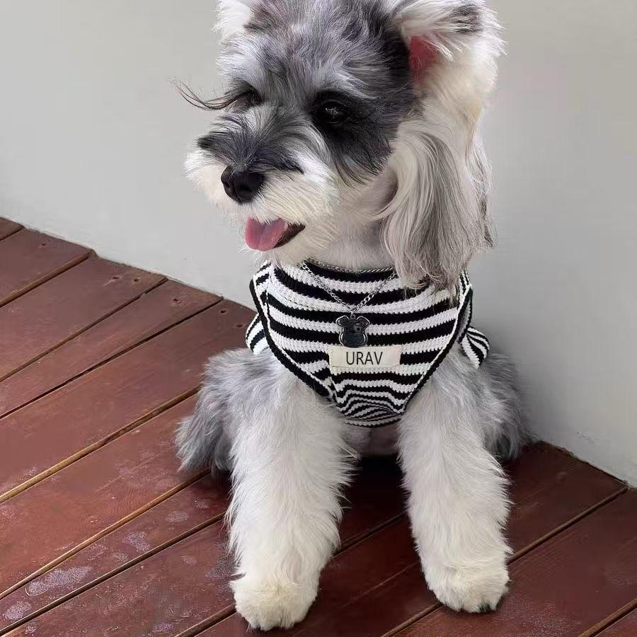 Дышащий летний жилет в полоску для маленьких собак: Шнауцер, Йоркширский терьер, Тедди L чёрный