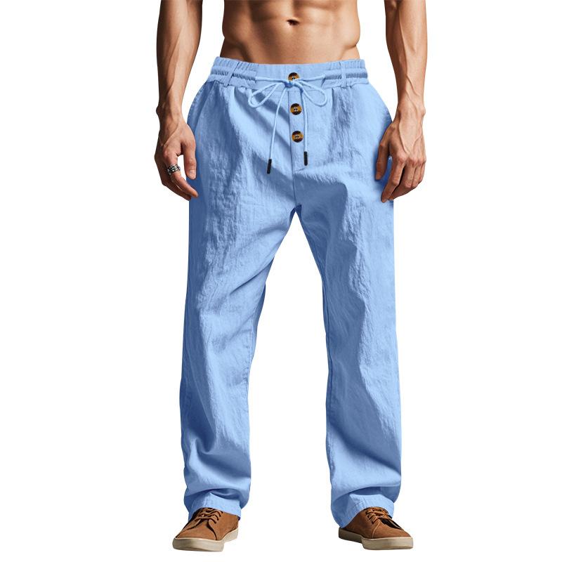 Men's Casual Pants Male Summer Breathable Trousers Solid Color High Quality Sweatpants Hawaiian Beach Sports Jogging Pants