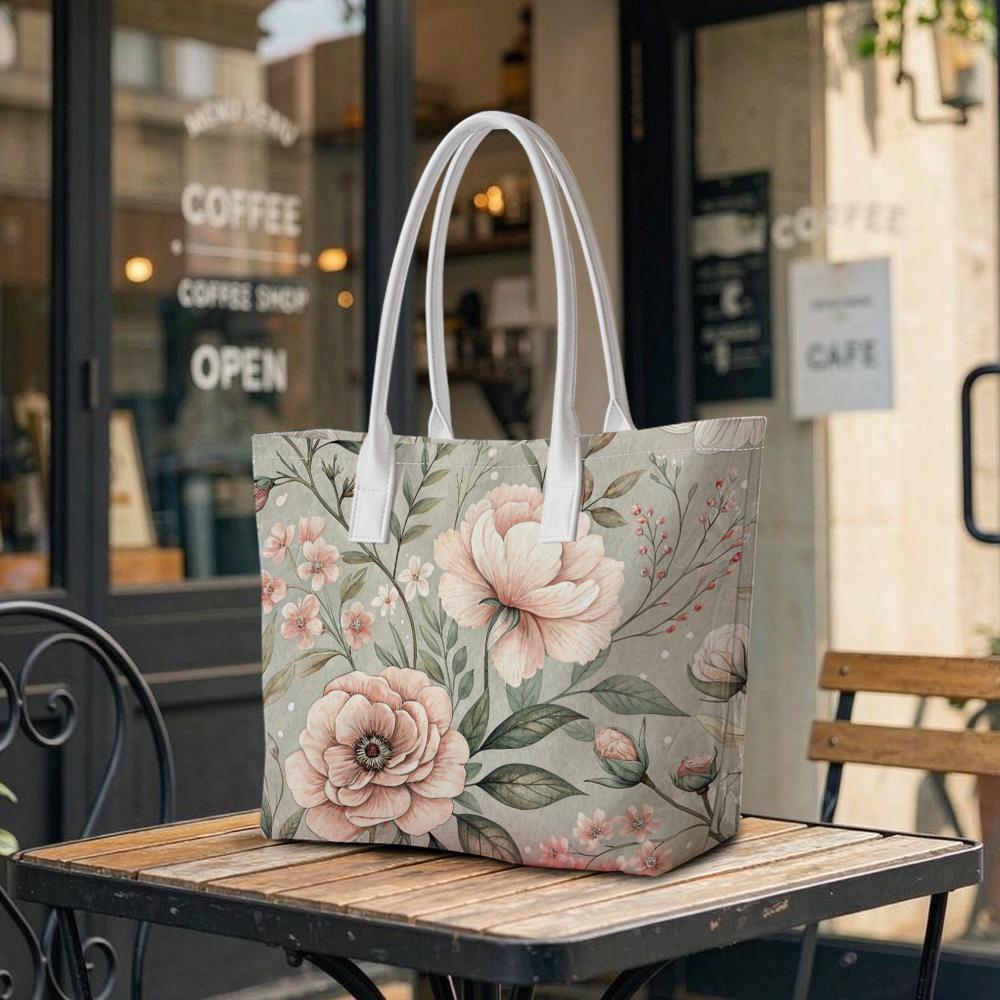 Elegant Floral Print Shoulder Bag Casual Large Capacity Fashion Tote for Daily Use