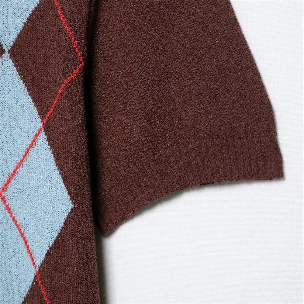 Polo tricoté à motif losanges ajusté pour femme Printemps/Été 2025