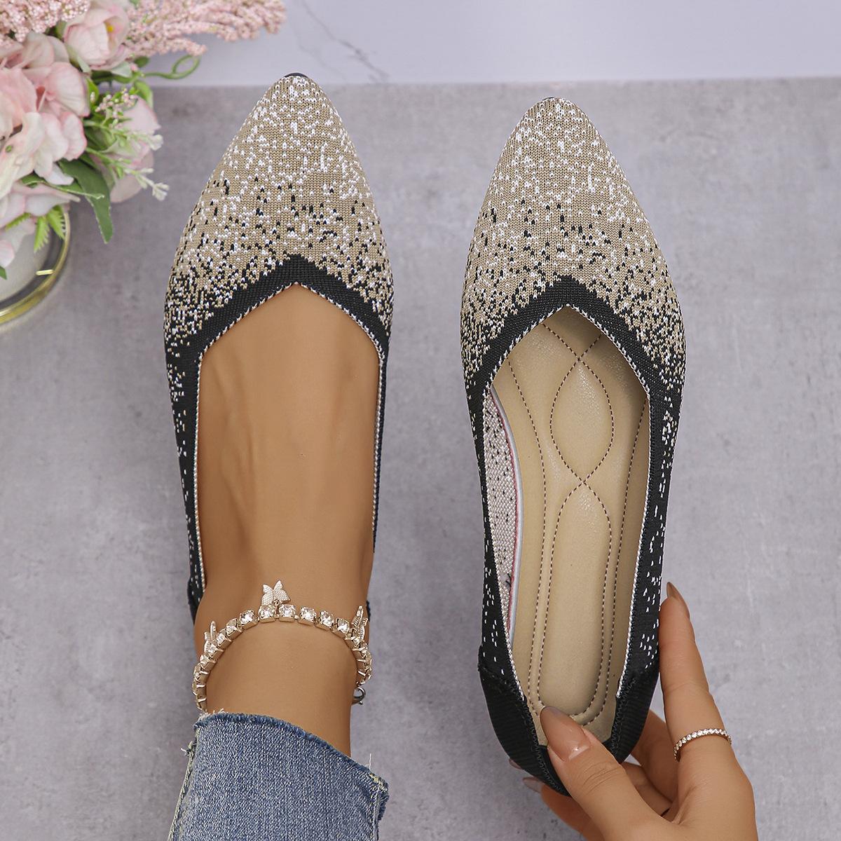 Женские эластичные трикотажные мокасины, дышащая и удобная рабочая обувь, короткая повседневная обувь, модные женские туфли на плоской подошве, легкая повседневная обувь 36