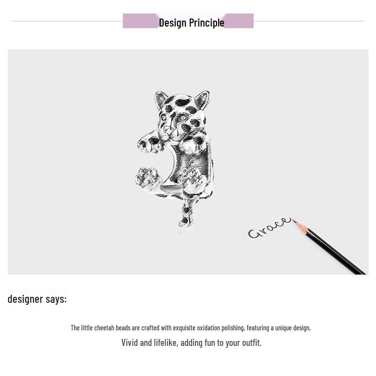 Yinziyun Fun Cheetah DIY 925 Sterling Silver Bead Accessories BSC556