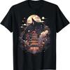 Wolf Pagoda Japanese Style Graphic TShirt Unisexs Breathable Cotton