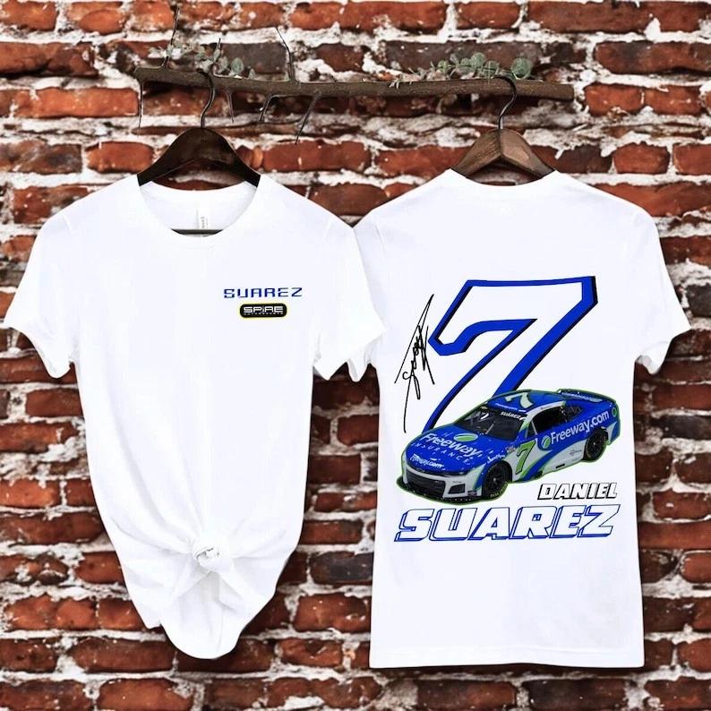 Daniel Suarez #7 Racing Shirt, NASCAR Driver Graphic Tee, Racing Fan T-Shirt Swe XXL