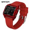 Sanda Waterproof Luminous Sports Watch: Square, Transparent Timer for Students