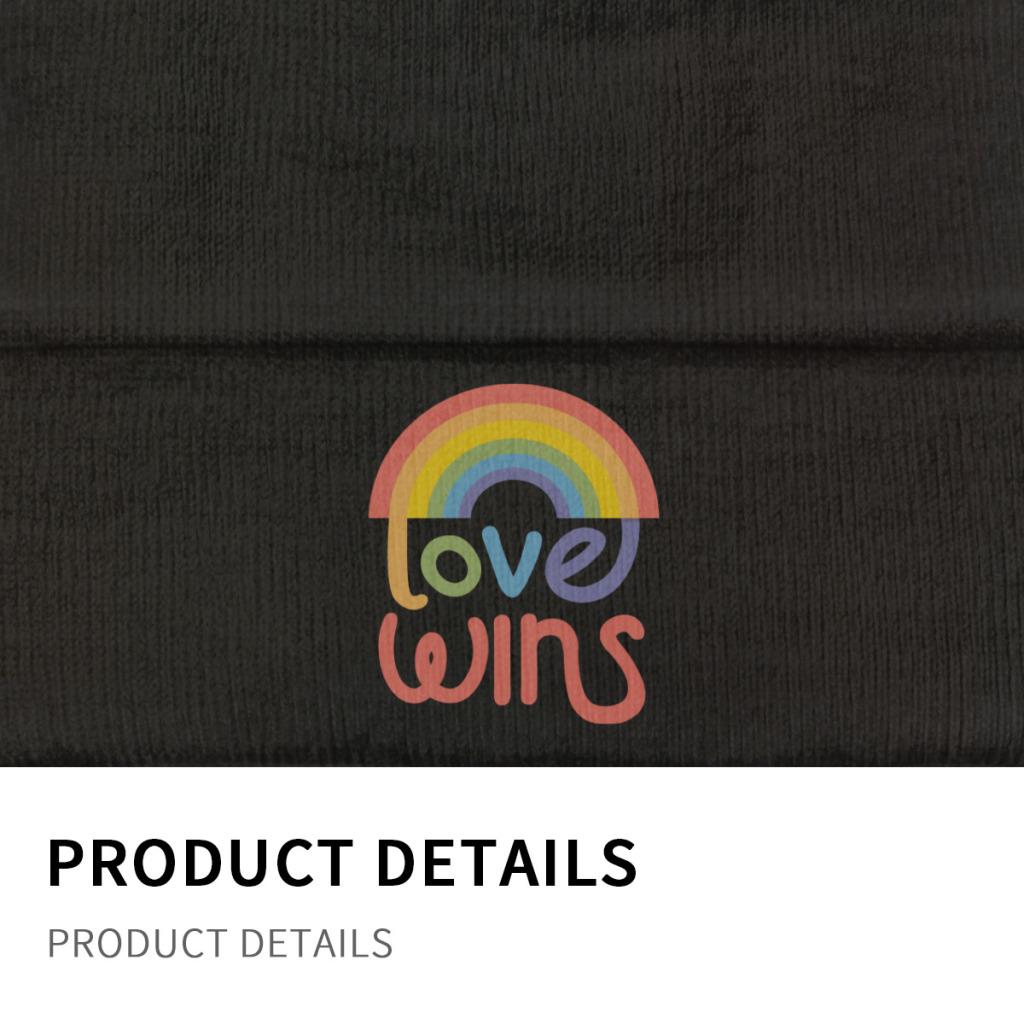 Love Wins LGBT Gay Rights Knitted Hat Women's Unisex's Beanies Autumn Winter Hats Polyester Rainbow Gay Pride Casual Melon Cap