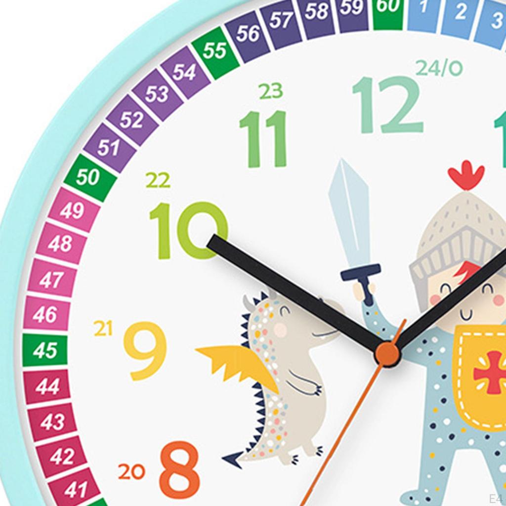 10 Inch Analog for Kids Non Ticking Teaching Clock Educational Tool Learning Bedroom