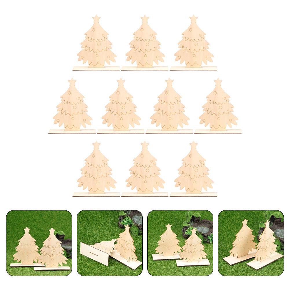 10Pcs Christmas Tree Wood Boards Safe Non-Breakable Kids DIY Painting Boards Xmas Decoration Craft Christmas Tree Board