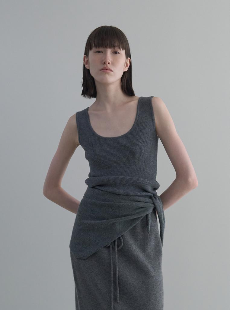 DEETO Thin U-Neck Ribbed Sleeveless [Grey]