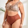 Perlbedrucktes Crop Top+khakifarbene Unterhose Anzug Übergröße Bikini-Sets für Damen Mode Zweiteiliger Badeanzug Mode Bademode 4xl