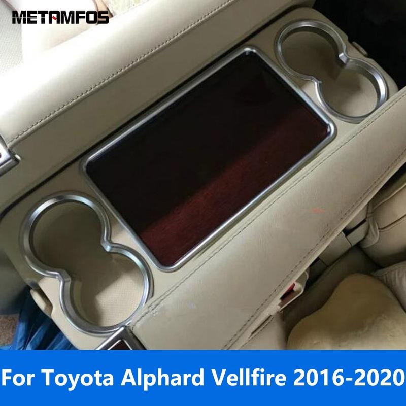 For Toyota Alphard Vellfire 2016-  Matte Rear Seat Water Cup Holder Panel Cover Trim Interior Accessories Car Styling