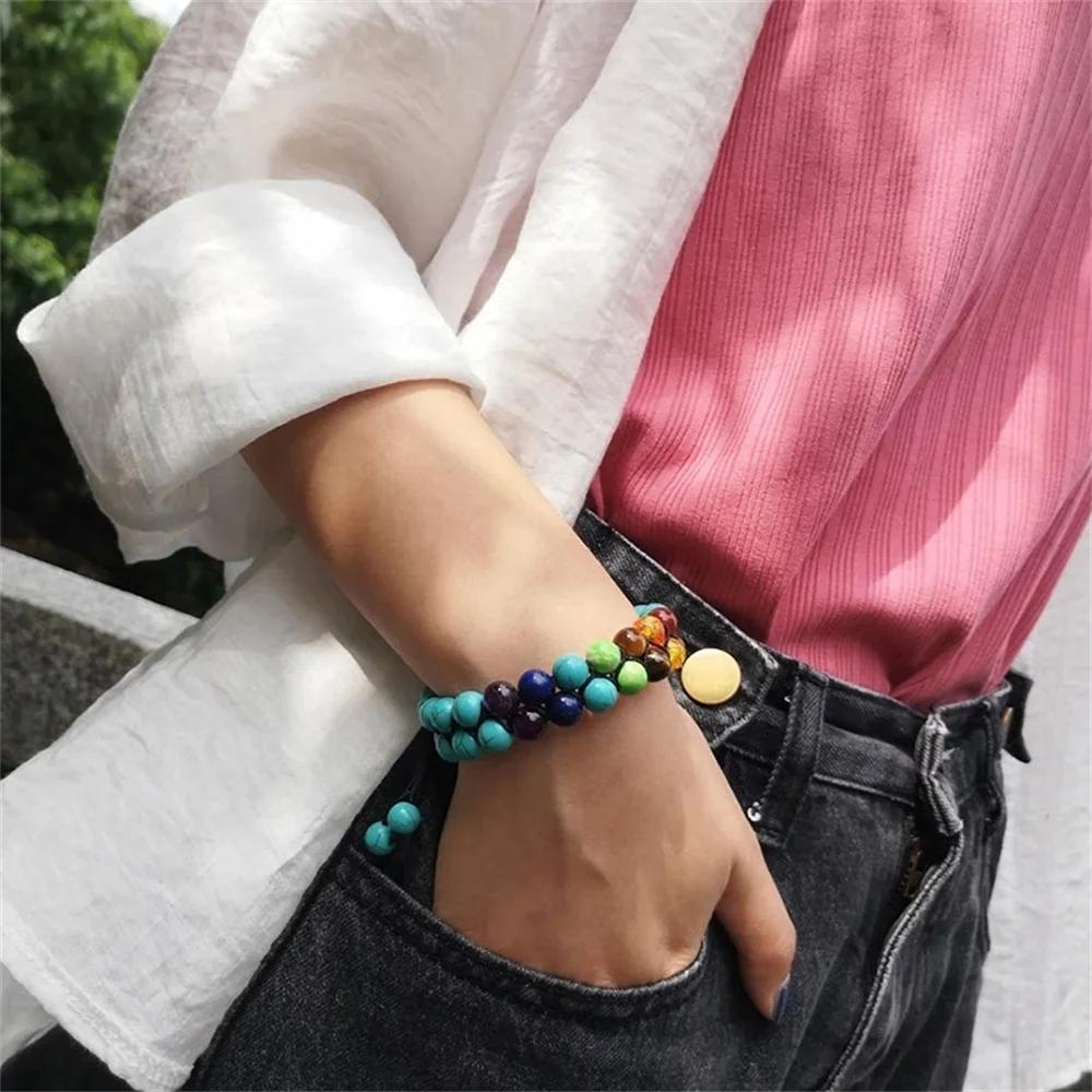 7 Chakra Health Balance Beaded Bracelet Volcanic Stone Energy Yoga Jewelry Gift