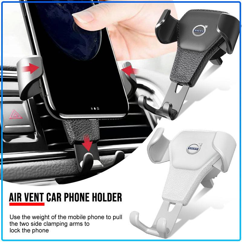 Car Badge Emblem Phone Holder Bracket Air Clip Mount Stand Accessories For Volvo 240 C70 S40 S50 S60 S70 S80 S90 V40 V50 V60 V90 XC40 XC60 XC90 Truck