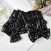 Women Bowknot Rivet Half Finger Gloves PU Leather Gloves For Nightclub Hiphop Dancing Wear And Stage Performances
