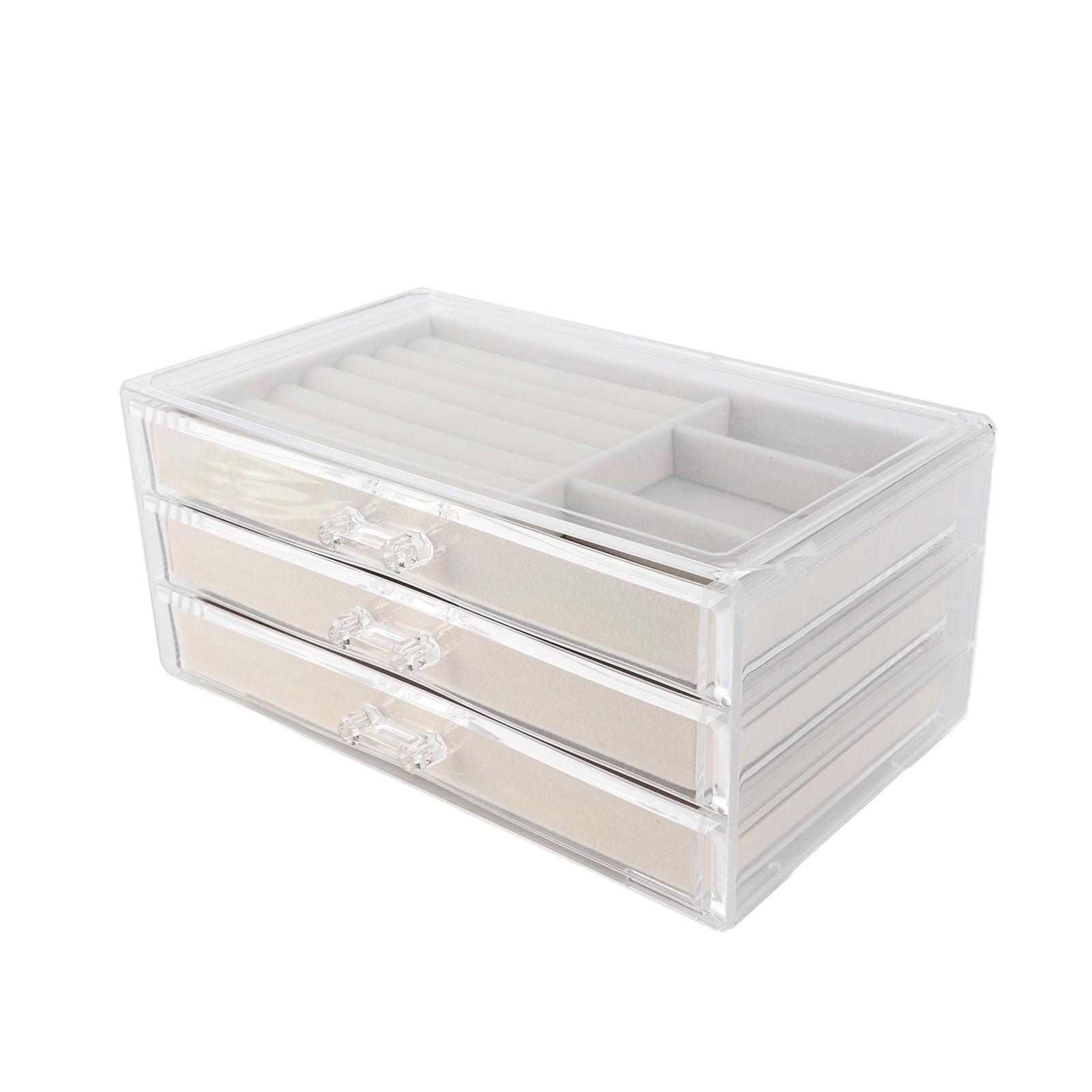 

Acrylic Jewelry Organizer Clear Acrylic Beige Drawer Desk Storage Jewelry Box for Stud Earrings Necklace Jewelry