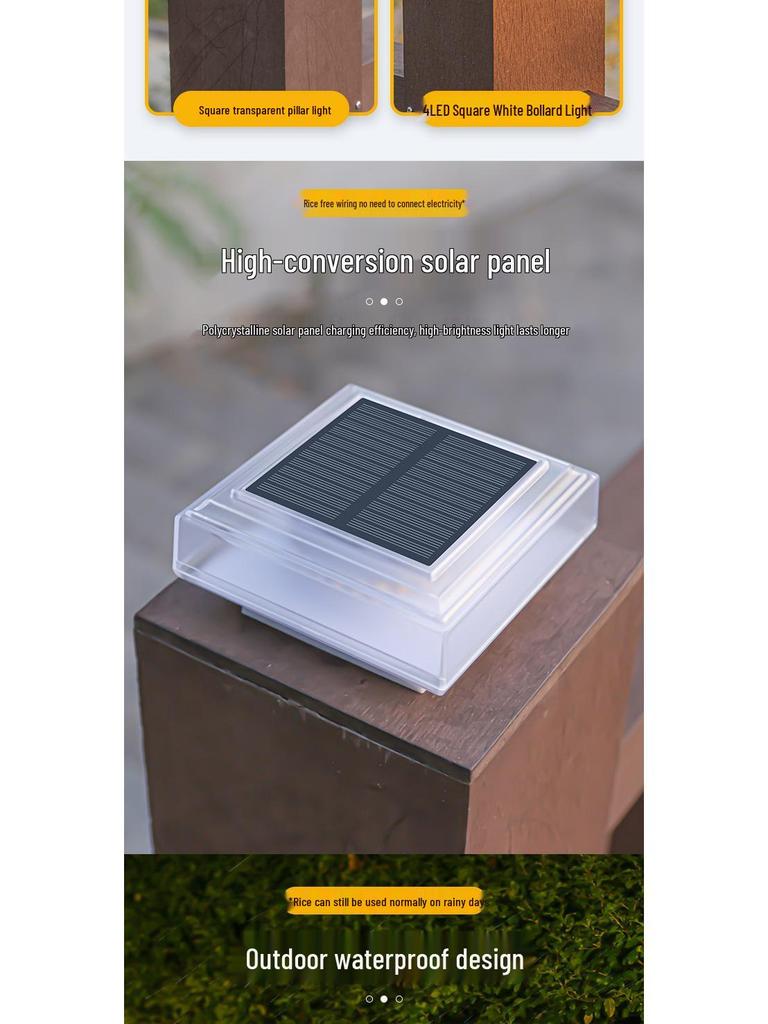 Waterproof LED Solar Fence & Courtyard Post Light