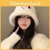 Plush White Stylish Fisherman Hat With Bow For Women Perfect For Winter Fall
